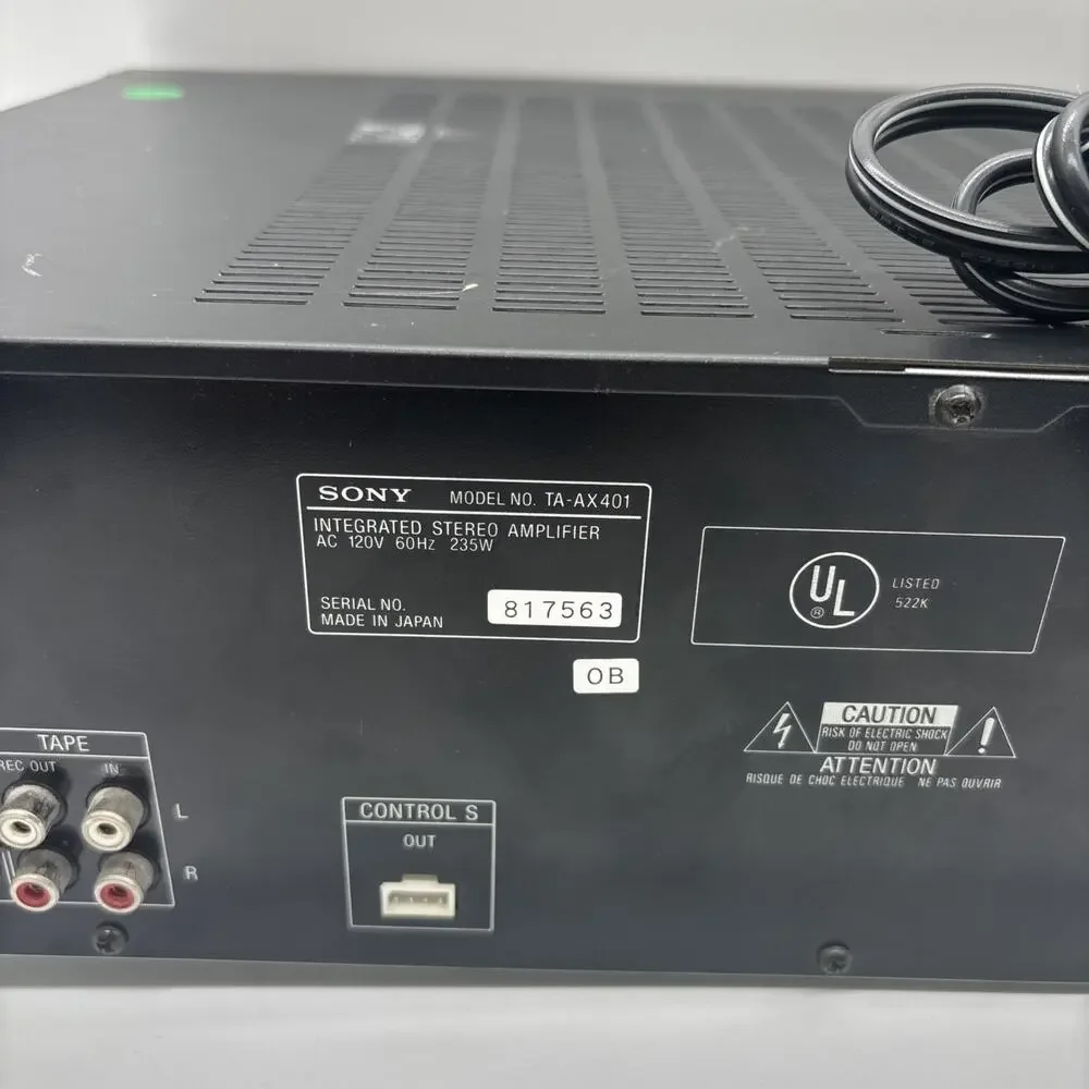 Vtg Sony AX401 Acoustic Controlled Integrated Stereo Amplifier NO REMOTE - WORKS